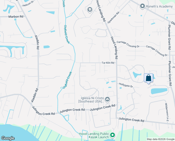 map of restaurants, bars, coffee shops, grocery stores, and more near 4120 Pony Express Lane in Jacksonville