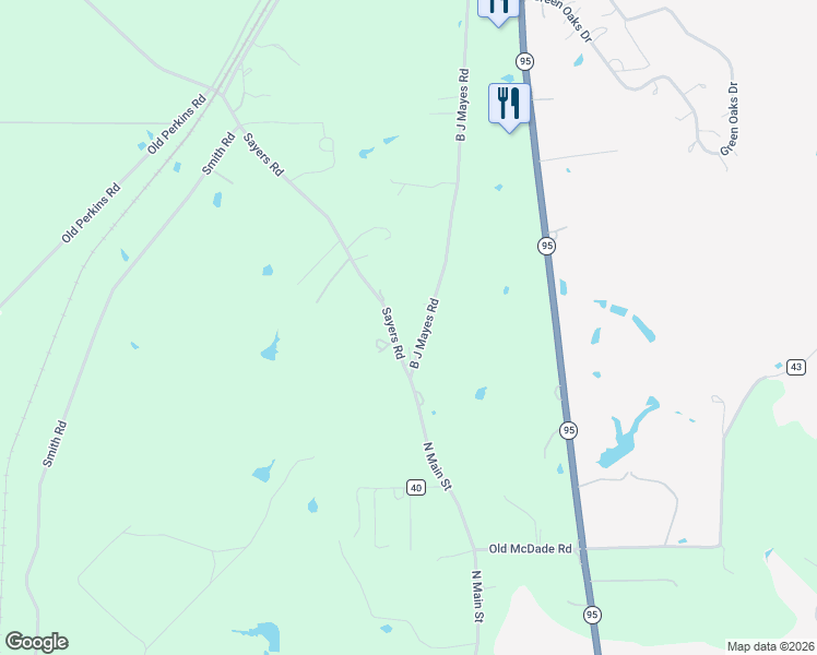 map of restaurants, bars, coffee shops, grocery stores, and more near 126 B J Mayes Road in Bastrop