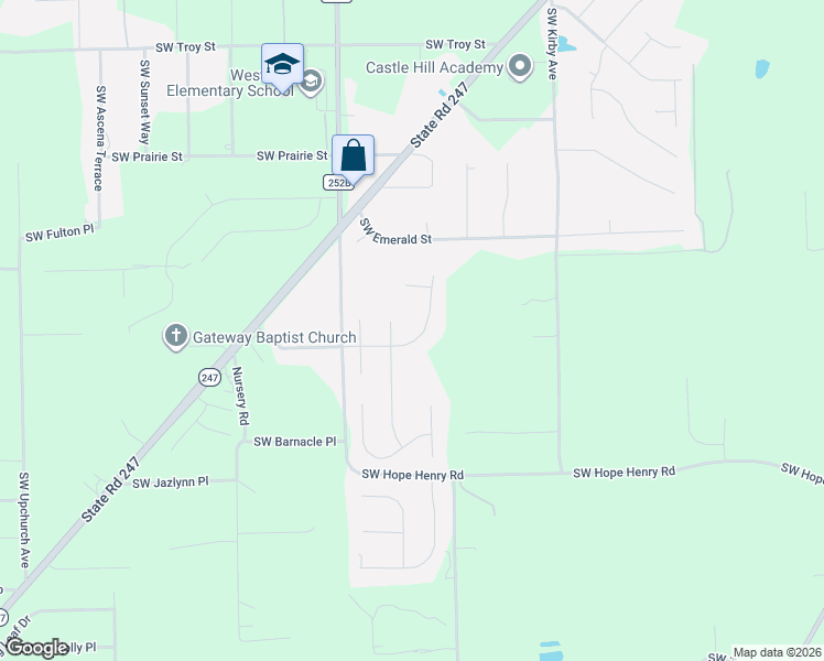 map of restaurants, bars, coffee shops, grocery stores, and more near 157 Southwest Garden Court in Lake City