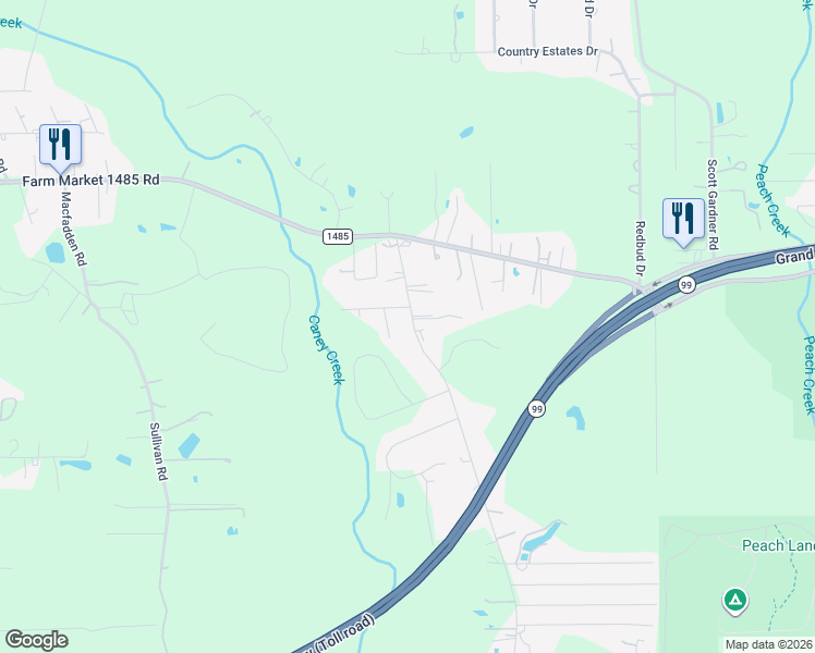 map of restaurants, bars, coffee shops, grocery stores, and more near 20678 Baptist Encampment Road in New Caney
