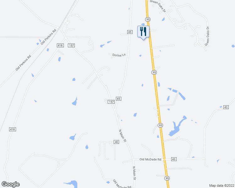 map of restaurants, bars, coffee shops, grocery stores, and more near 126 B J Mayes Road in Bastrop