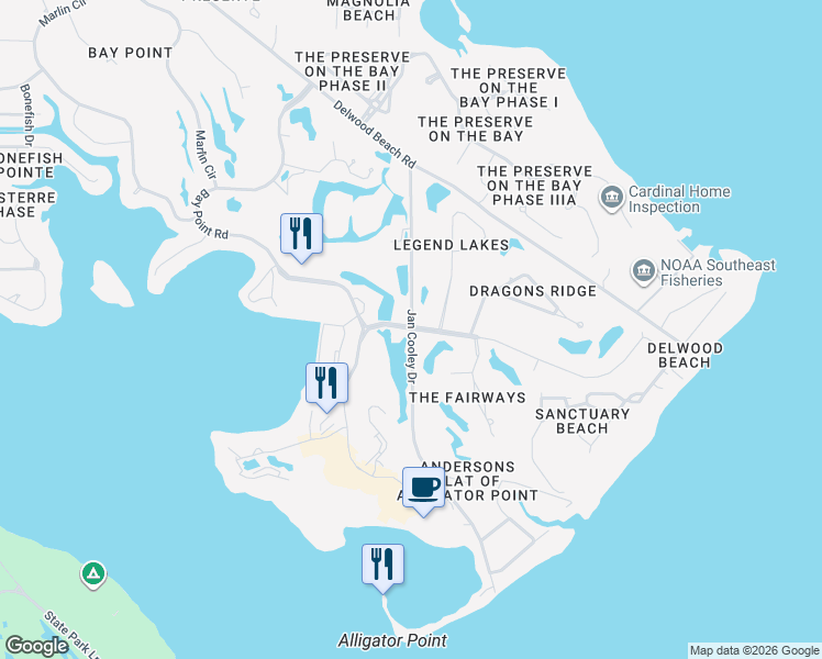 map of restaurants, bars, coffee shops, grocery stores, and more near 3901 Marriott Drive in Panama City