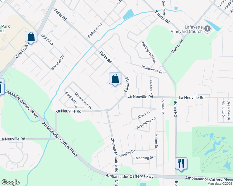 map of restaurants, bars, coffee shops, grocery stores, and more near 217 Shekel Drive in Lafayette