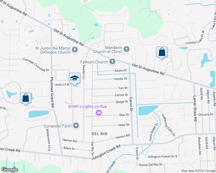 map of restaurants, bars, coffee shops, grocery stores, and more near 4979 Tan Street in Jacksonville
