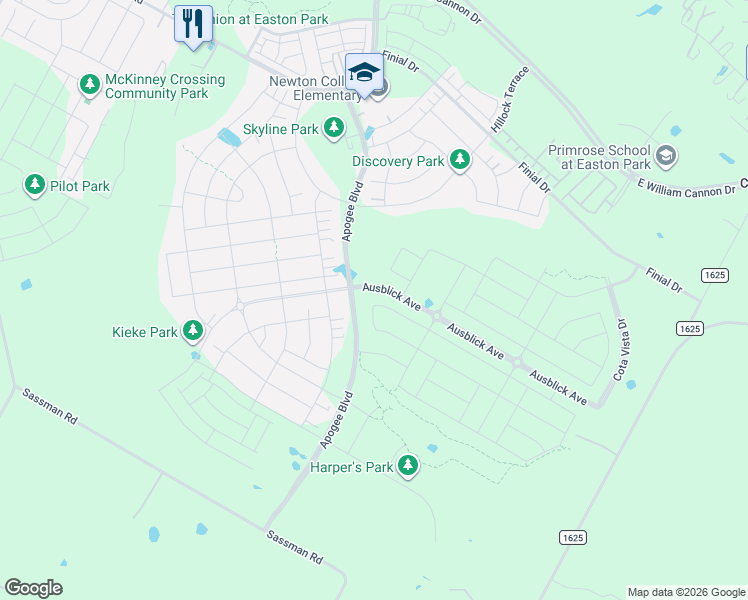 map of restaurants, bars, coffee shops, grocery stores, and more near 8013 Colton-Bluff Springs Road in Austin