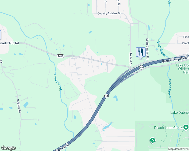 map of restaurants, bars, coffee shops, grocery stores, and more near 20576 Kings Rd in New Caney