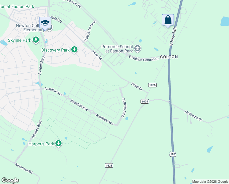map of restaurants, bars, coffee shops, grocery stores, and more near 9505 Flatbush Drive in Austin