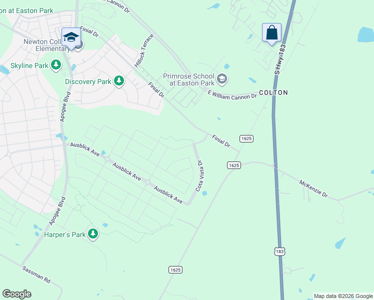 map of restaurants, bars, coffee shops, grocery stores, and more near 9509 Flatbush Drive in Austin