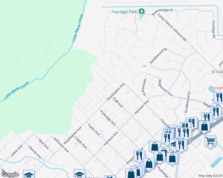 map of restaurants, bars, coffee shops, grocery stores, and more near 3215 Woodglen Drive in Orange Park