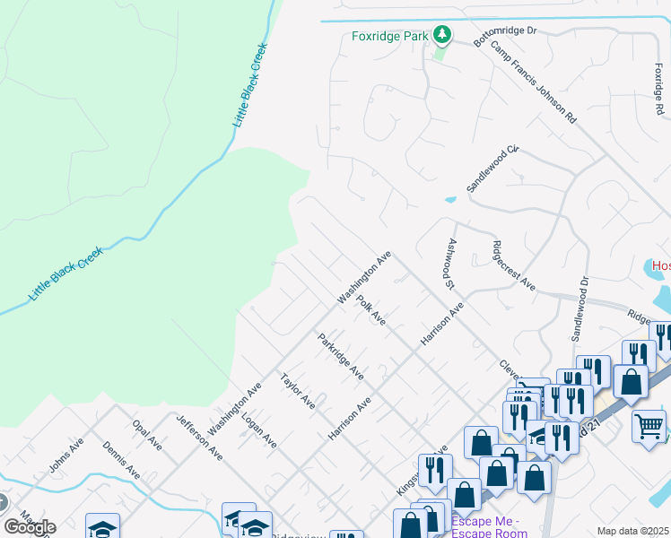 map of restaurants, bars, coffee shops, grocery stores, and more near 609 Kilwinning Lane in Orange Park