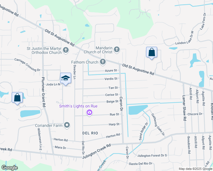 map of restaurants, bars, coffee shops, grocery stores, and more near 5015 Tan Street in Jacksonville