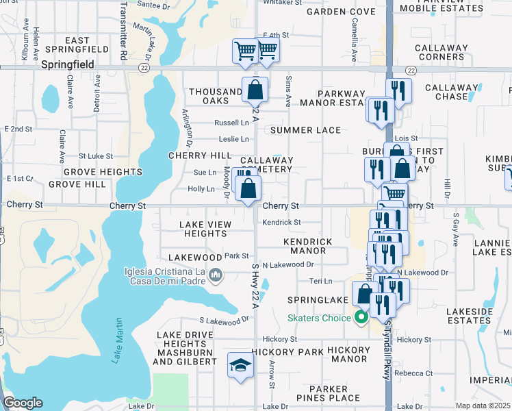 map of restaurants, bars, coffee shops, grocery stores, and more near 15 North Highway 22 A in Panama City