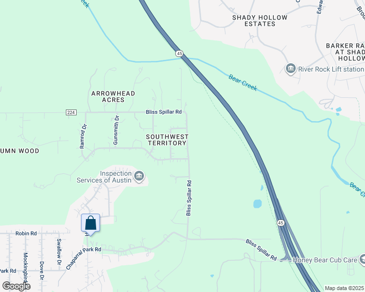map of restaurants, bars, coffee shops, grocery stores, and more near 3425 Bliss Spillar Rd in Manchaca