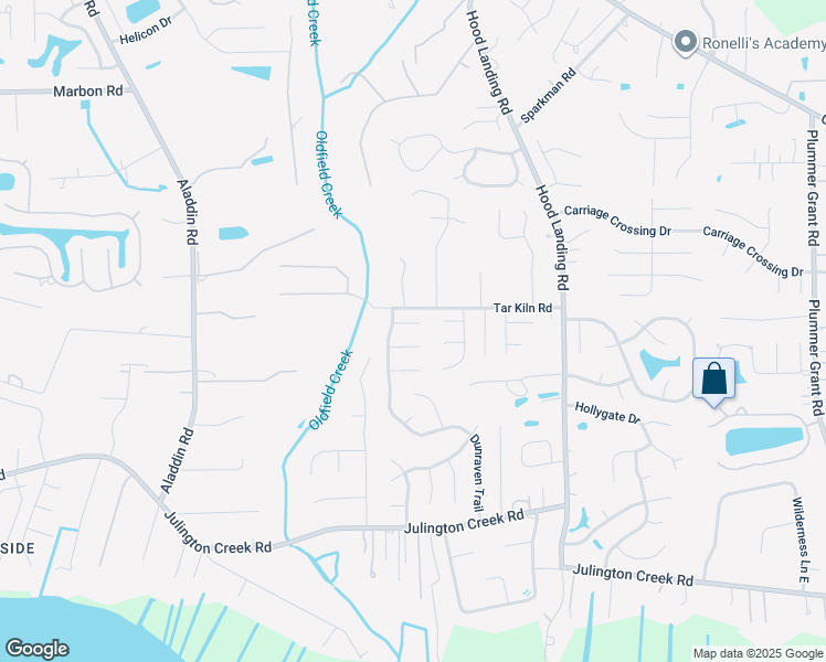 map of restaurants, bars, coffee shops, grocery stores, and more near 4120 Pony Express Lane in Jacksonville