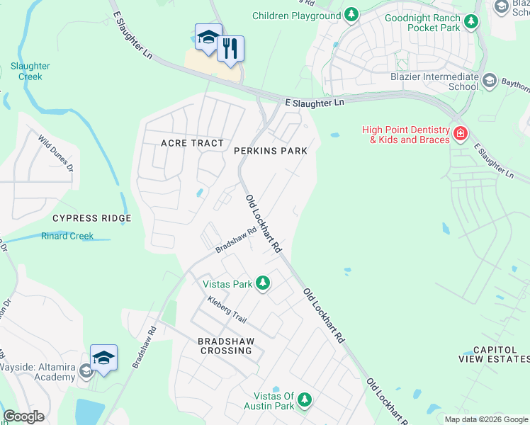 map of restaurants, bars, coffee shops, grocery stores, and more near 9906 Cheryl Lynn Road in Austin