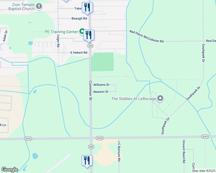 map of restaurants, bars, coffee shops, grocery stores, and more near 609-701 Newton St in Lake Charles