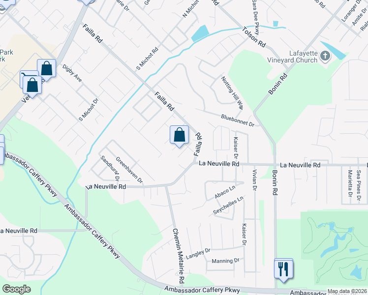 map of restaurants, bars, coffee shops, grocery stores, and more near 217-219 Shekel Drive in Lafayette