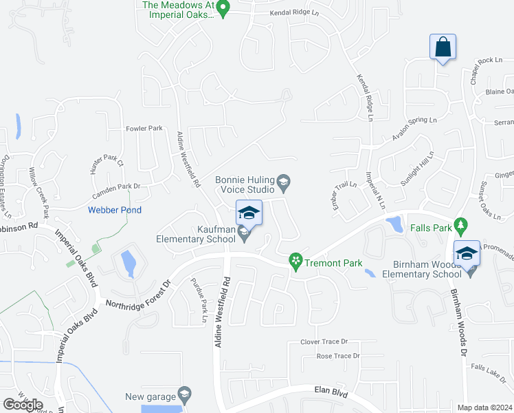 map of restaurants, bars, coffee shops, grocery stores, and more near 31219 Fountainbrook Park Lane in Spring