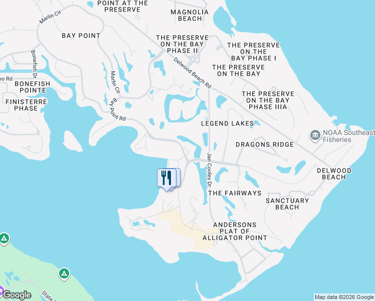 map of restaurants, bars, coffee shops, grocery stores, and more near 4725 Bay Point Road in Panama City Beach