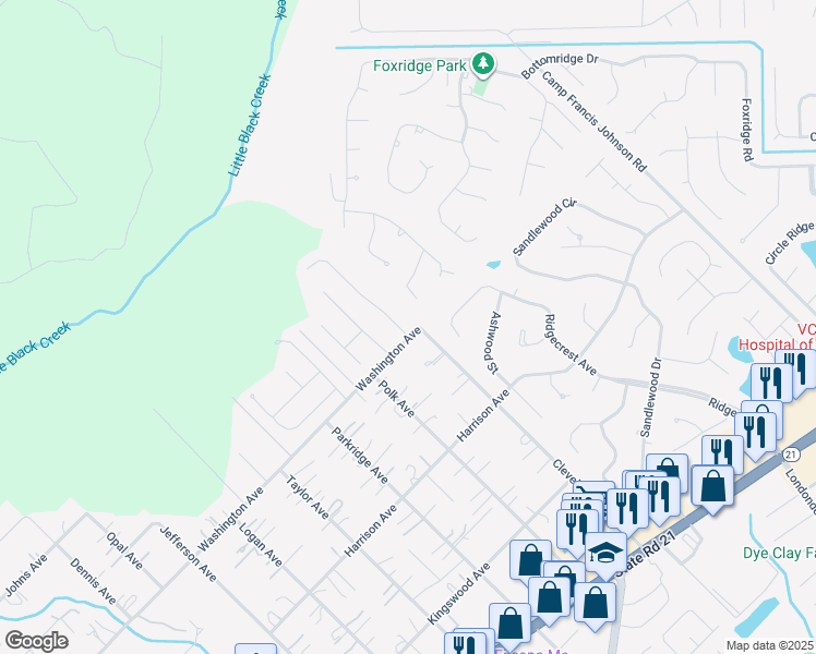 map of restaurants, bars, coffee shops, grocery stores, and more near 3004 Hickory Glen Drive in Orange Park