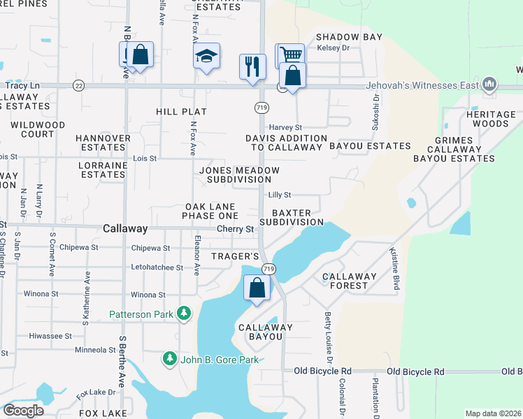 map of restaurants, bars, coffee shops, grocery stores, and more near 100 State Highway 719 in Panama City