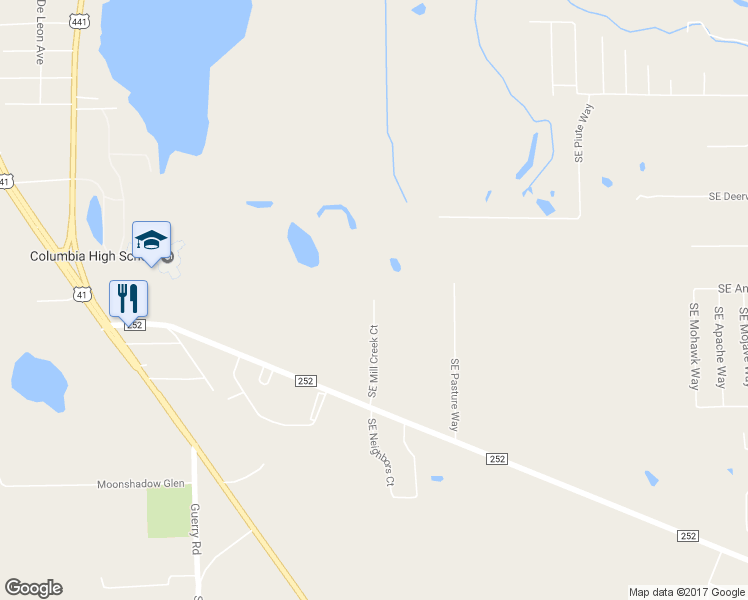 map of restaurants, bars, coffee shops, grocery stores, and more near 568 Southeast Mill Creek Court in Lake City