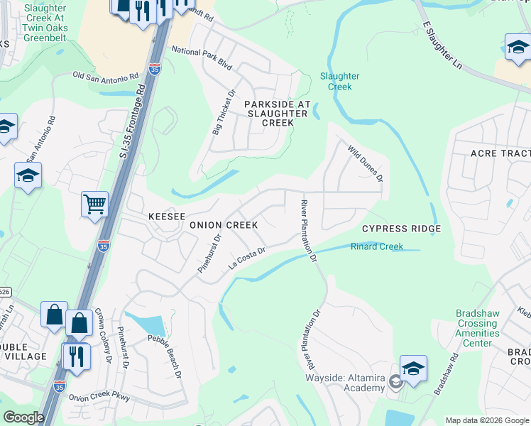 map of restaurants, bars, coffee shops, grocery stores, and more near 10231 Pinehurst Drive in Austin