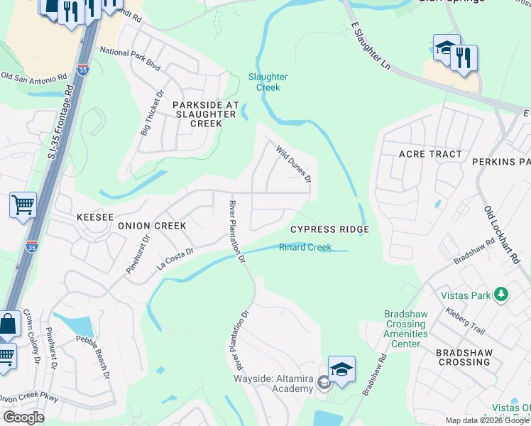 map of restaurants, bars, coffee shops, grocery stores, and more near 4511 Slickrock Cove in Austin