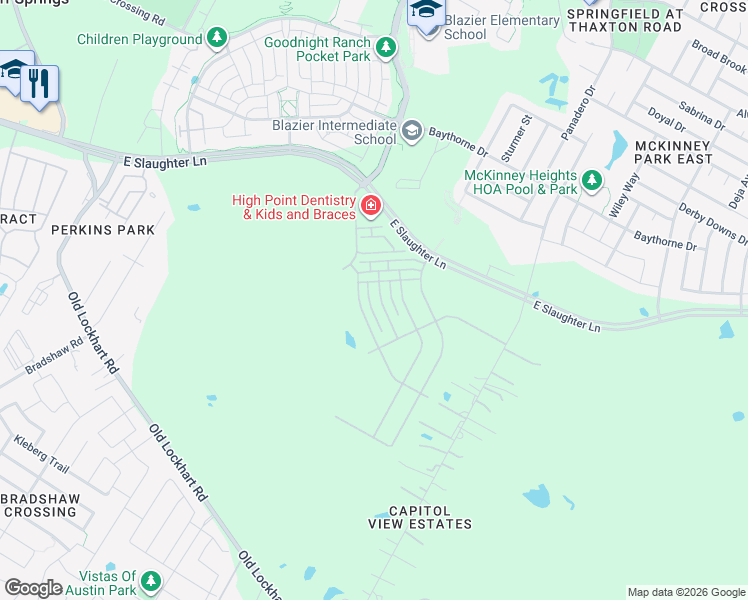 map of restaurants, bars, coffee shops, grocery stores, and more near 9308 Capitol View Dr in Austin