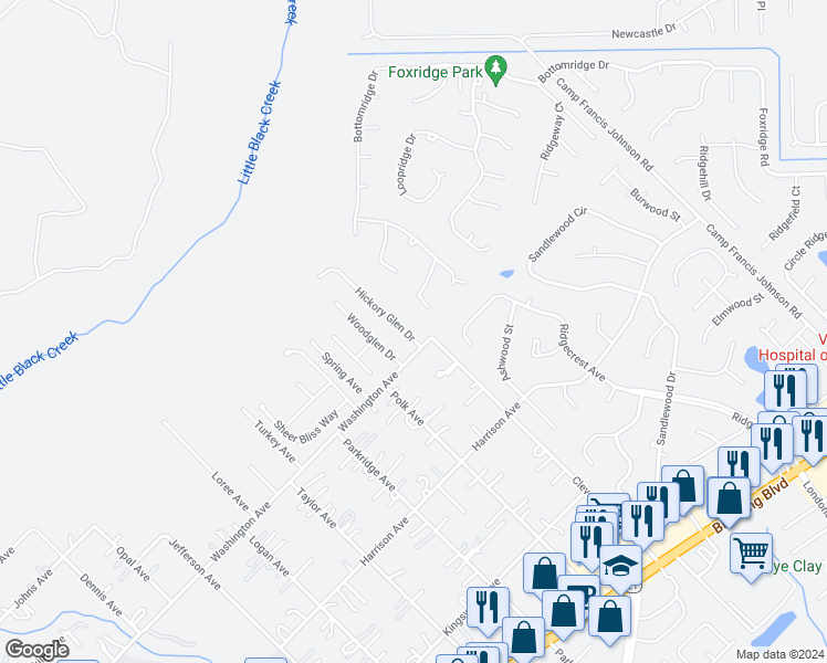 map of restaurants, bars, coffee shops, grocery stores, and more near 3010 Hickory Glen Drive in Orange Park
