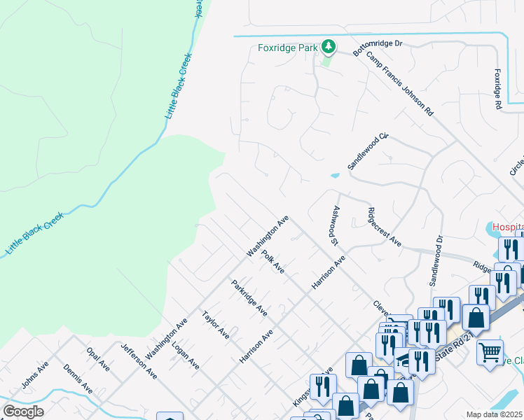 map of restaurants, bars, coffee shops, grocery stores, and more near 3023 Hickory Glen Drive in Orange Park