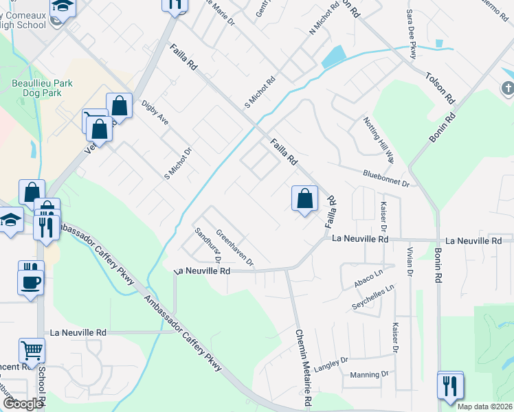 map of restaurants, bars, coffee shops, grocery stores, and more near 198 Country Lane in Lafayette