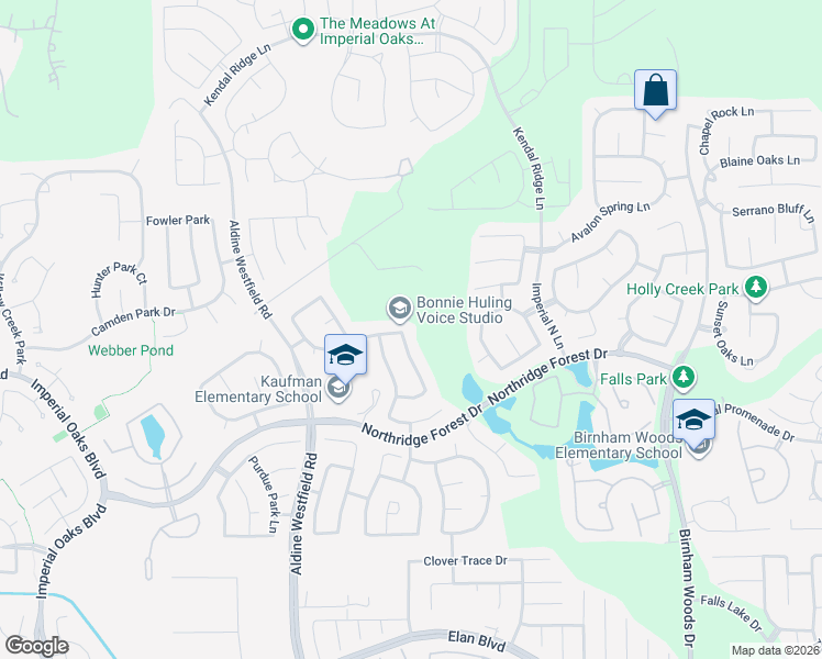 map of restaurants, bars, coffee shops, grocery stores, and more near 31326 Trinity Park Lane in Spring