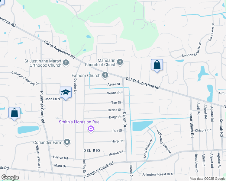 map of restaurants, bars, coffee shops, grocery stores, and more near 5041 Verdis St in Jacksonville