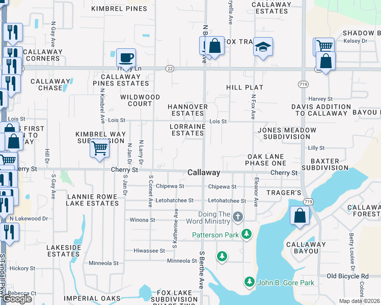 map of restaurants, bars, coffee shops, grocery stores, and more near 135 North Berthe Avenue in Panama City