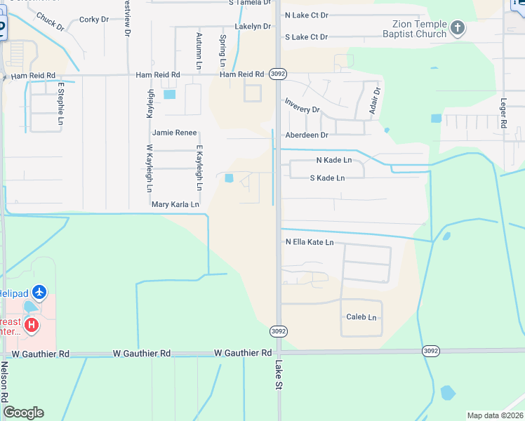 map of restaurants, bars, coffee shops, grocery stores, and more near 6142-6598 Lake St in Lake Charles