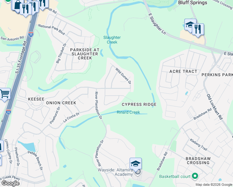 map of restaurants, bars, coffee shops, grocery stores, and more near 4524 Slickrock Cove in Austin