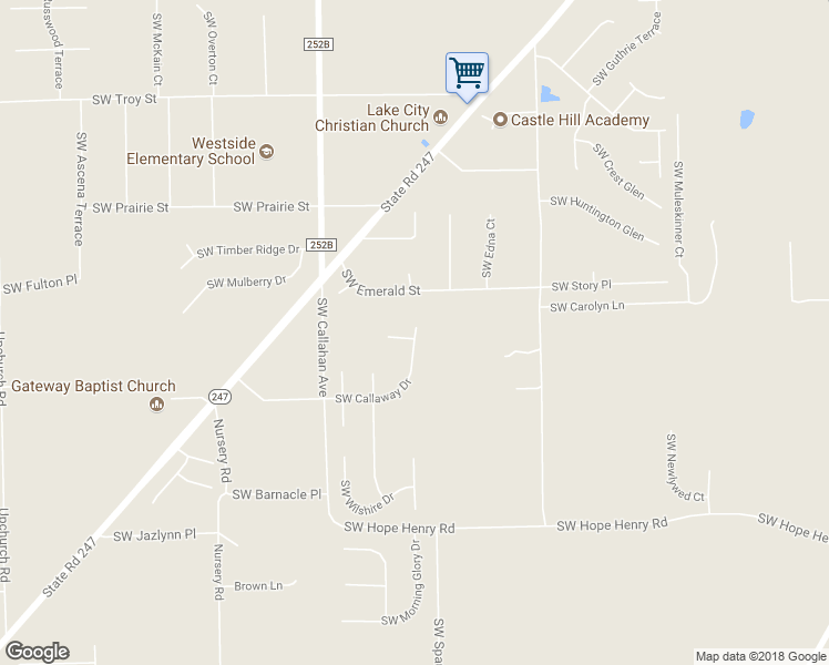 map of restaurants, bars, coffee shops, grocery stores, and more near Callaway Drive in Lake City