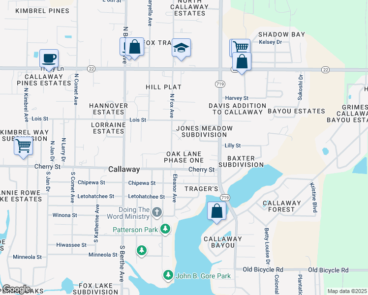 map of restaurants, bars, coffee shops, grocery stores, and more near 123 Big Oak Lane in Panama City