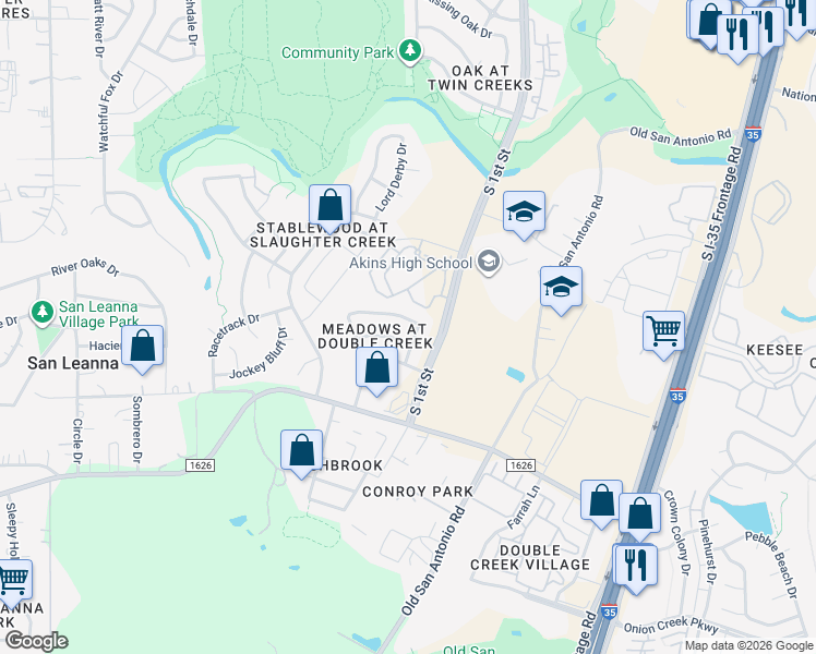 map of restaurants, bars, coffee shops, grocery stores, and more near 10717 Desert Willow Loop in Austin