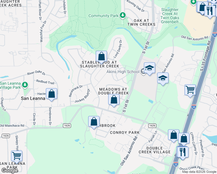map of restaurants, bars, coffee shops, grocery stores, and more near 11004 Desert Willow Loop in Austin