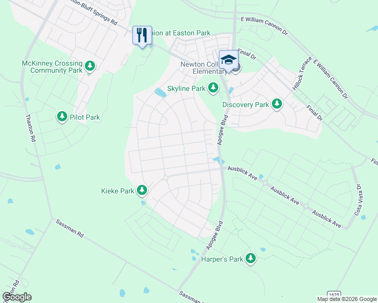 map of restaurants, bars, coffee shops, grocery stores, and more near 8301 Gilwice Lane in Austin