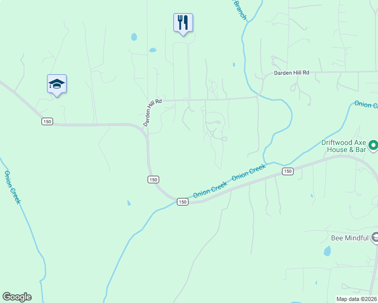 map of restaurants, bars, coffee shops, grocery stores, and more near 306 Darden Hill Road in Driftwood