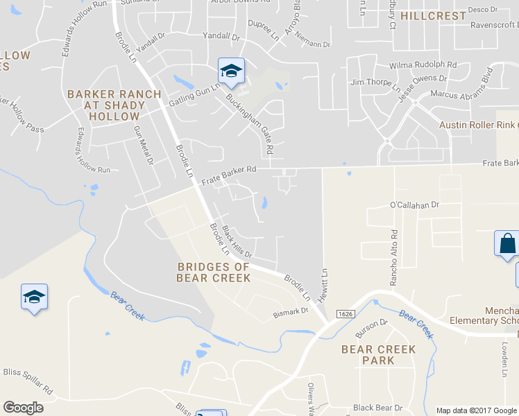 map of restaurants, bars, coffee shops, grocery stores, and more near 12525 Gray Camlet Lane in Austin