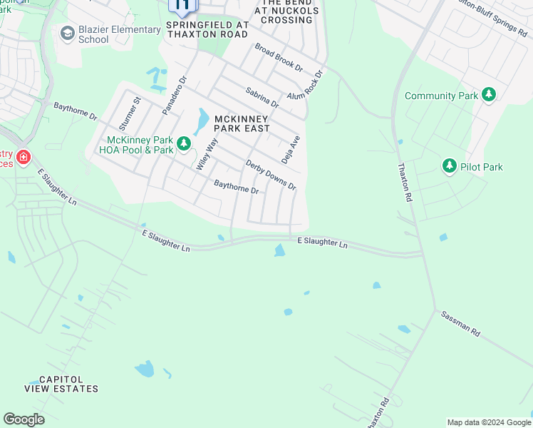 map of restaurants, bars, coffee shops, grocery stores, and more near 9009 Stambourne Street in Austin