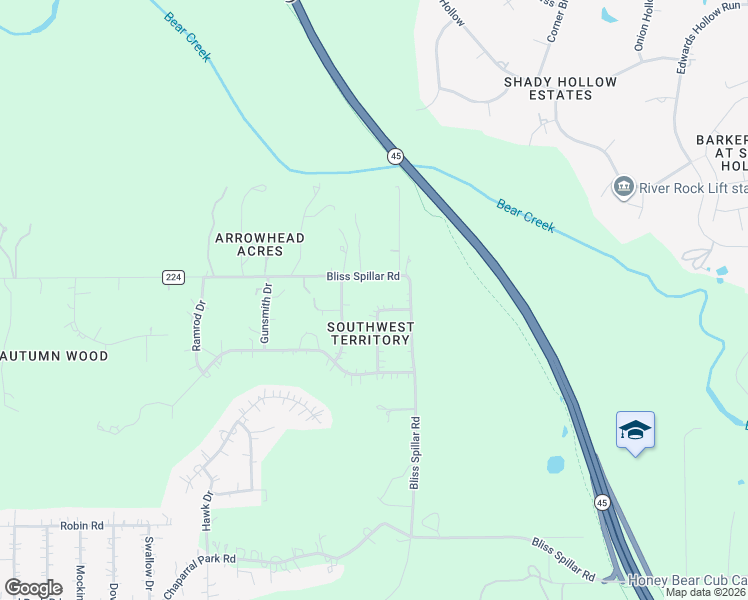 map of restaurants, bars, coffee shops, grocery stores, and more near 13110 Fencerail Road in Manchaca