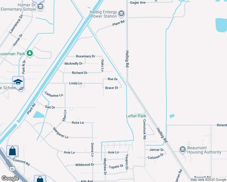 map of restaurants, bars, coffee shops, grocery stores, and more near 4915 Brace Street in Beaumont