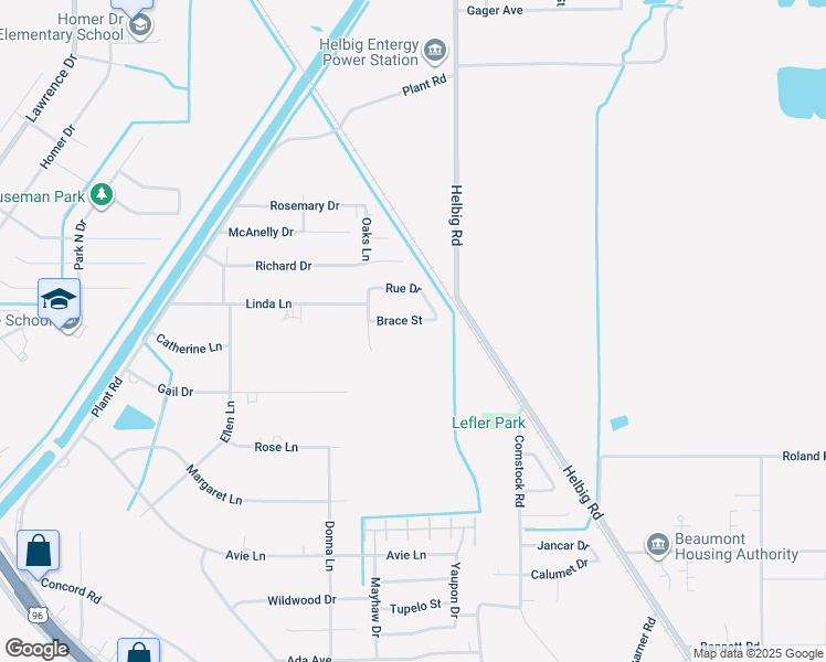 map of restaurants, bars, coffee shops, grocery stores, and more near 4915 Brace Street in Beaumont