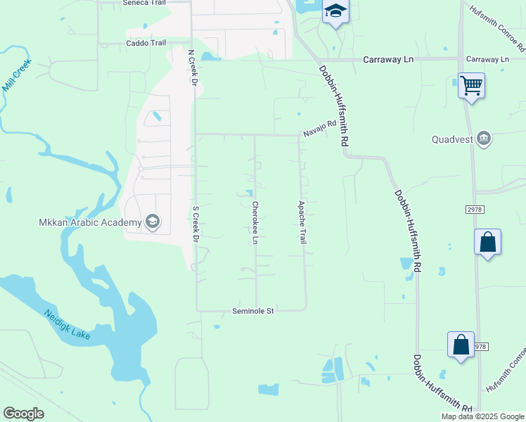 map of restaurants, bars, coffee shops, grocery stores, and more near 27002 Cherokee Lane in Magnolia