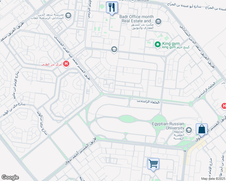 map of restaurants, bars, coffee shops, grocery stores, and more near in Badr City